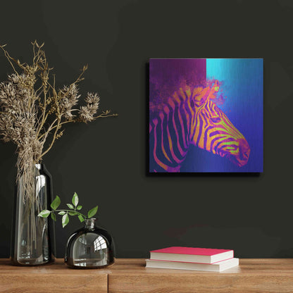 Luxe Metal Art 'Zebra Crush,' Metal Wall Art,12x12