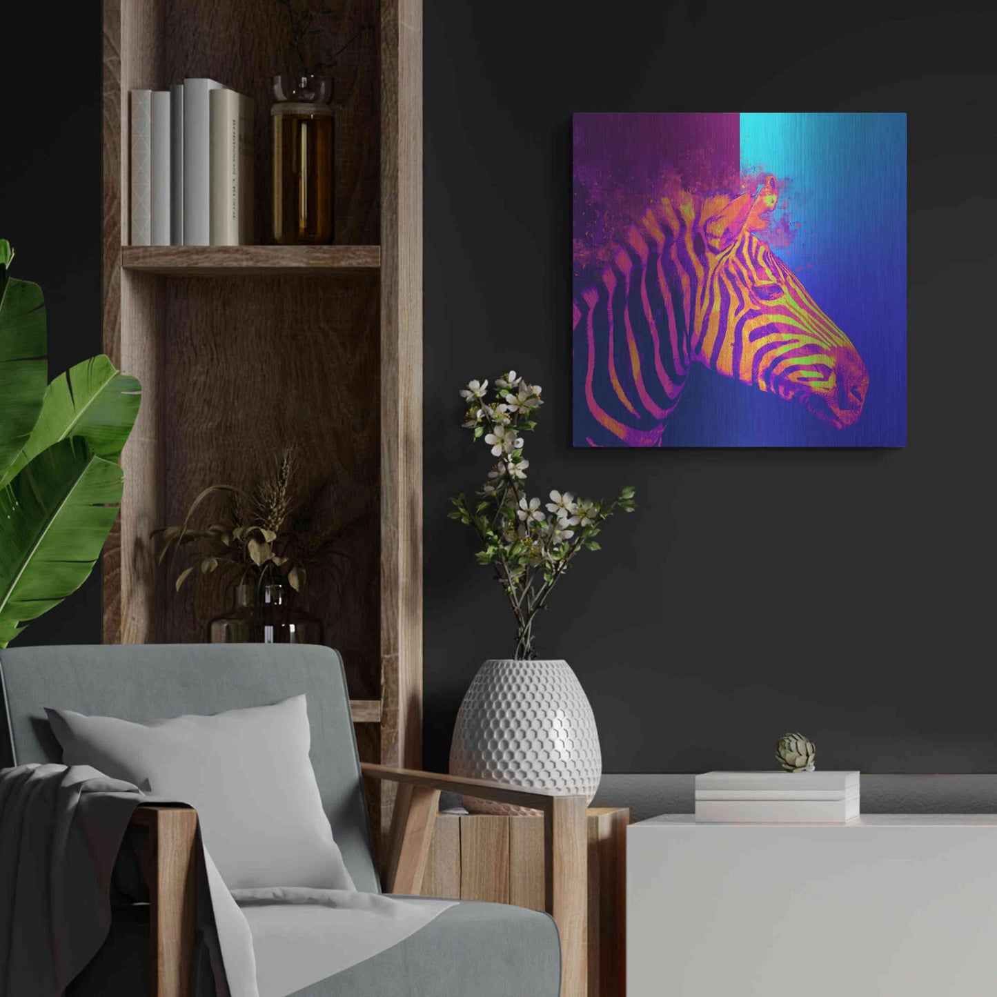Luxe Metal Art 'Zebra Crush,' Metal Wall Art,24x24