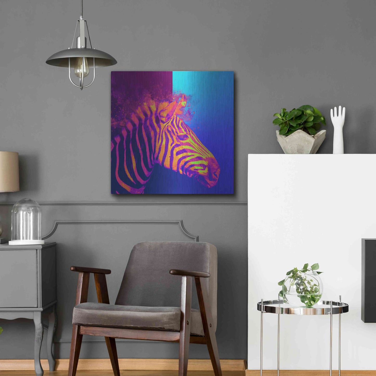Luxe Metal Art 'Zebra Crush,' Metal Wall Art,24x24