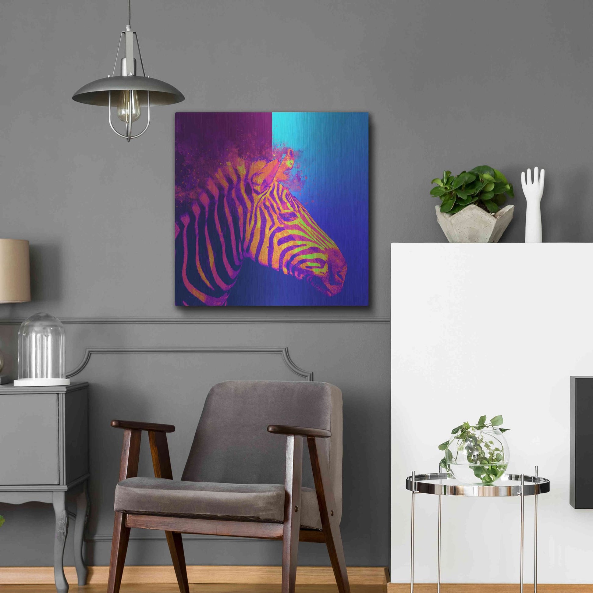 Luxe Metal Art 'Zebra Crush,' Metal Wall Art,24x24