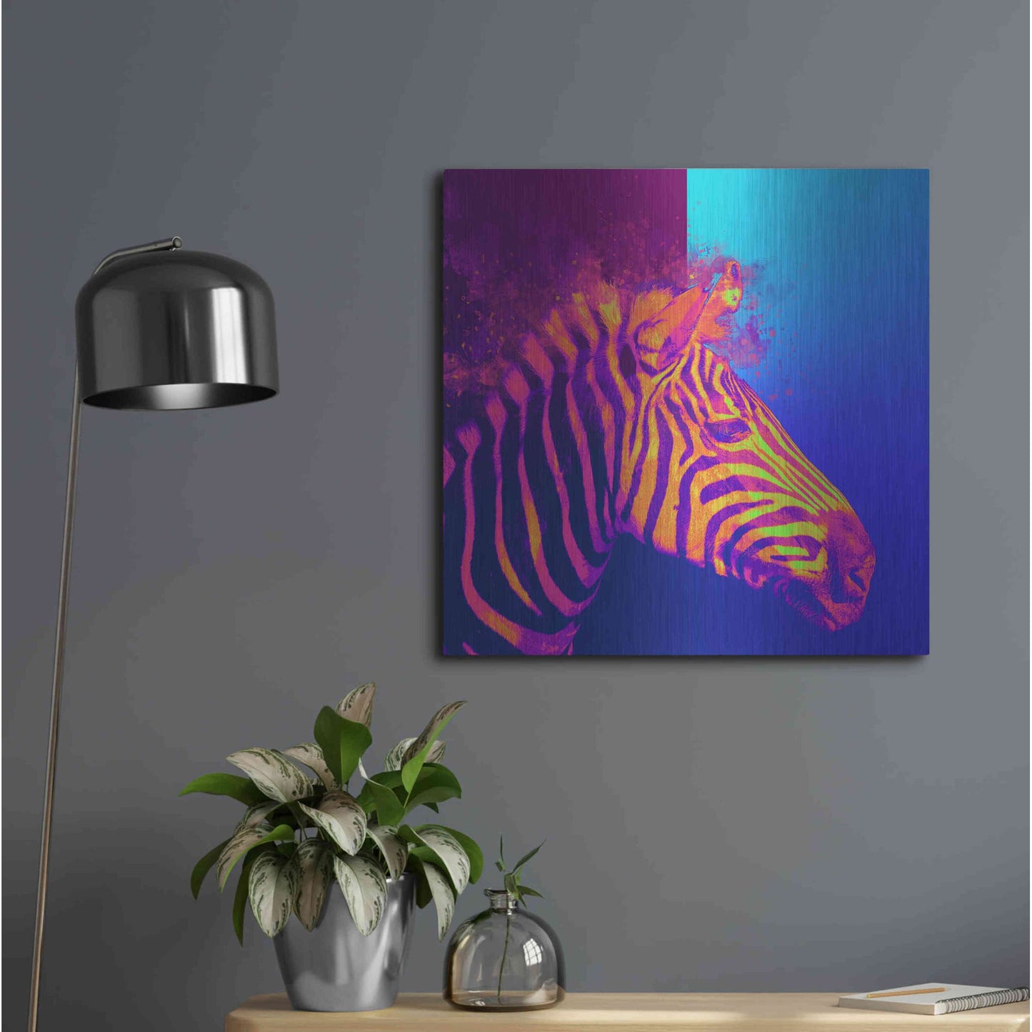 Luxe Metal Art 'Zebra Crush,' Metal Wall Art,24x24