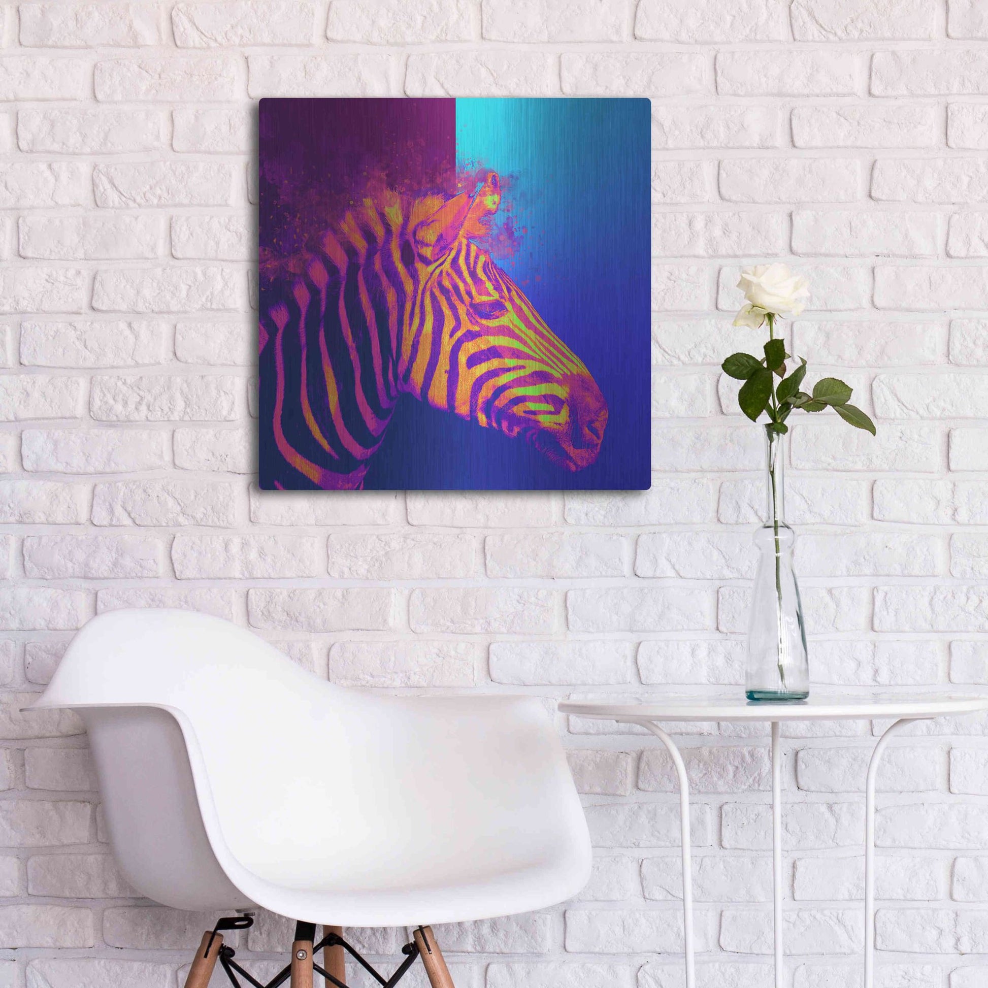 Luxe Metal Art 'Zebra Crush,' Metal Wall Art,24x24