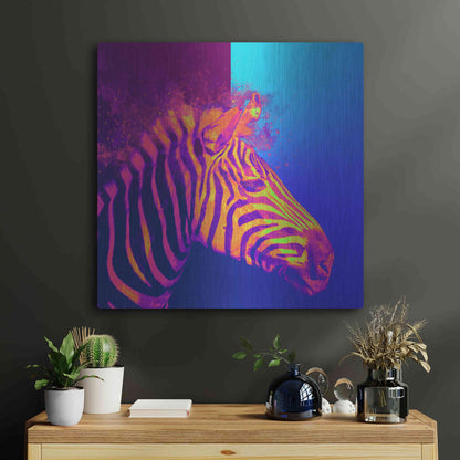 Luxe Metal Art 'Zebra Crush,' Metal Wall Art,24x24