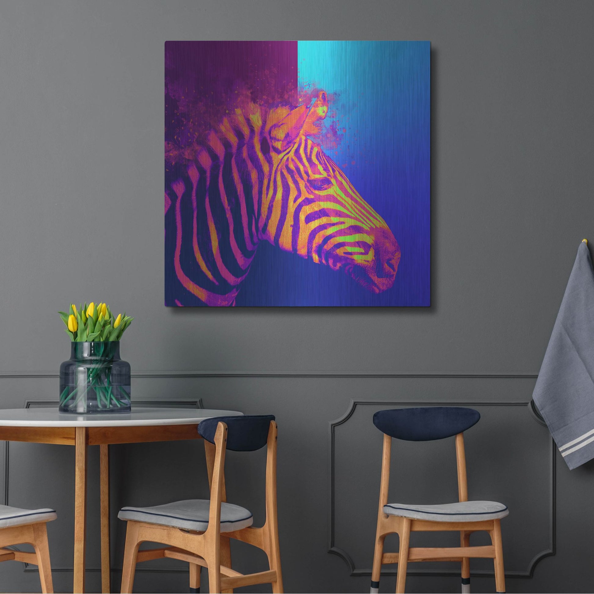 Luxe Metal Art 'Zebra Crush,' Metal Wall Art,36x36