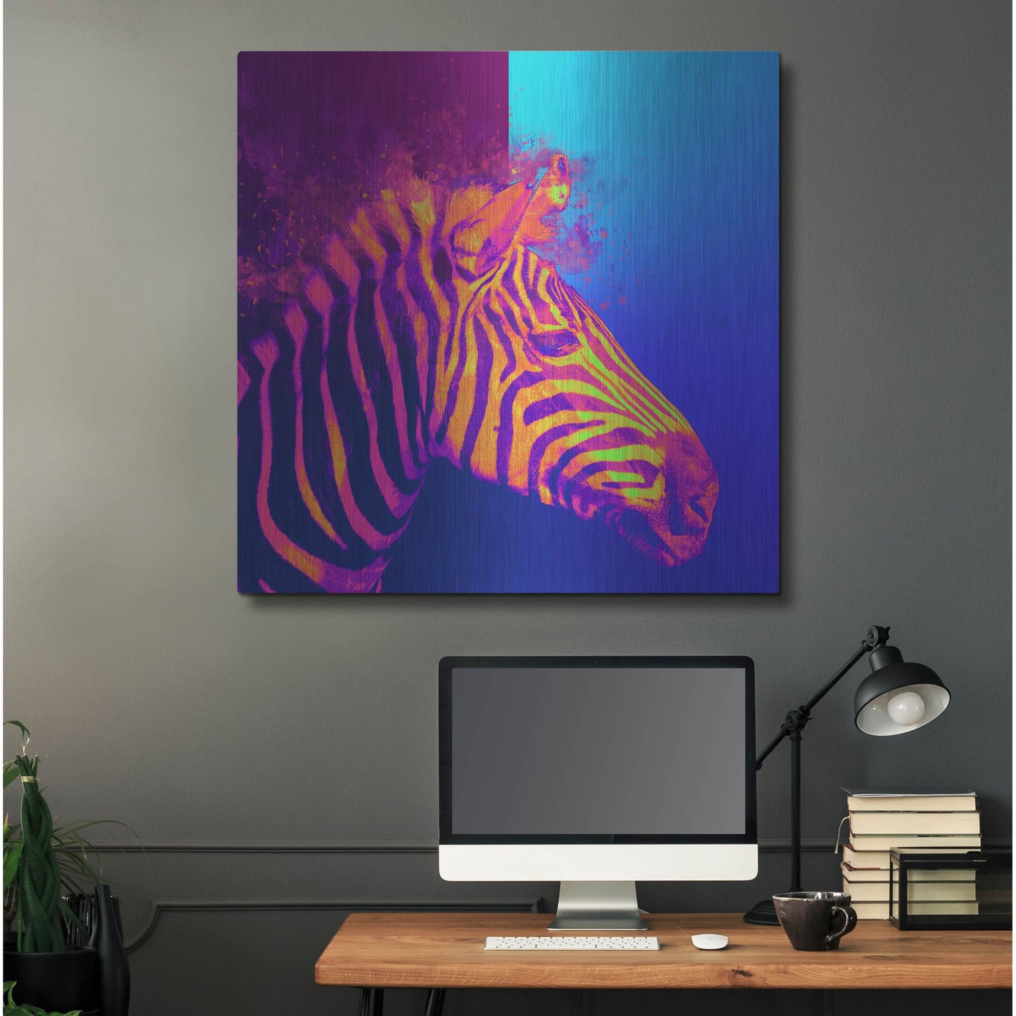 Luxe Metal Art 'Zebra Crush,' Metal Wall Art,36x36