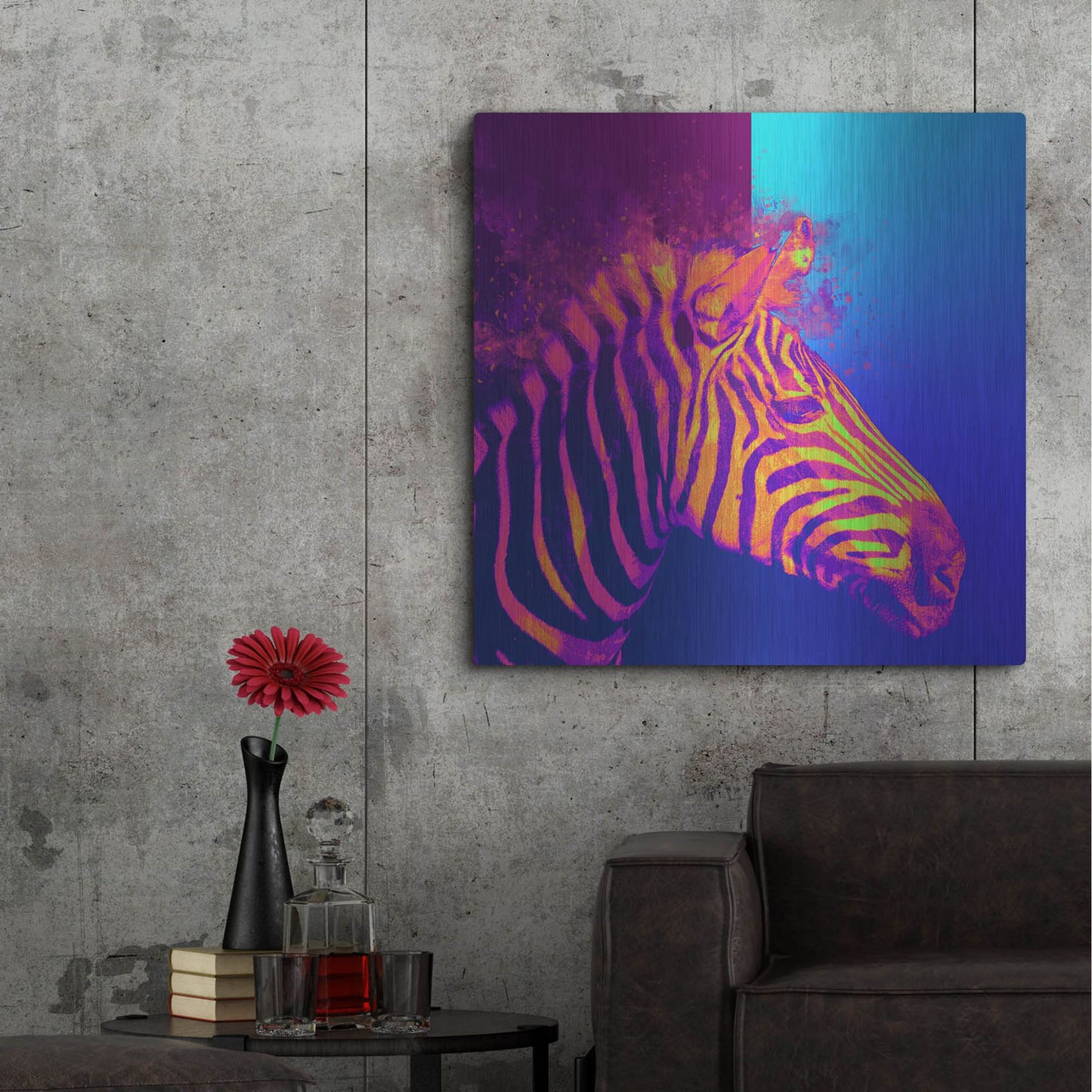 Luxe Metal Art 'Zebra Crush,' Metal Wall Art,36x36