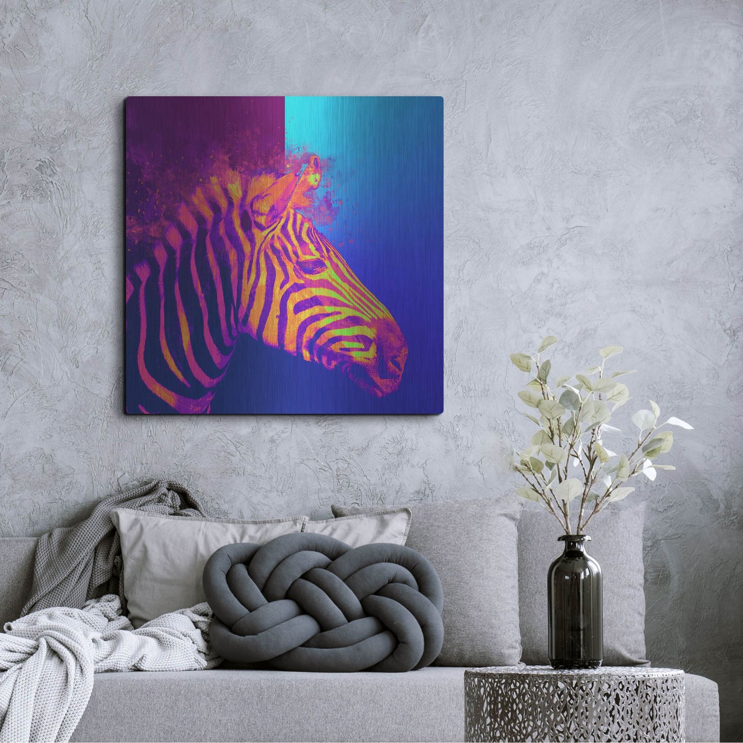 Luxe Metal Art 'Zebra Crush,' Metal Wall Art,36x36