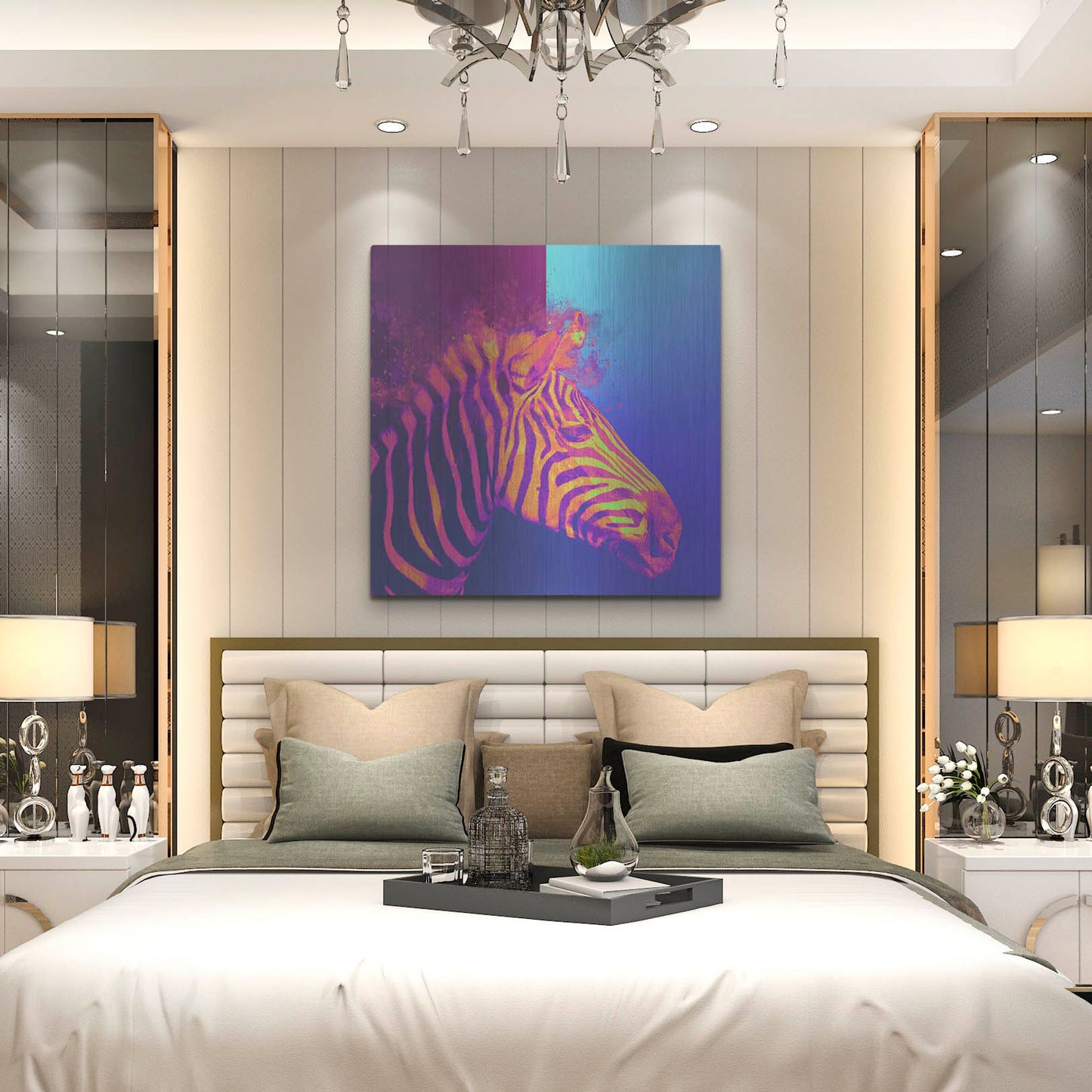 Luxe Metal Art 'Zebra Crush,' Metal Wall Art,36x36