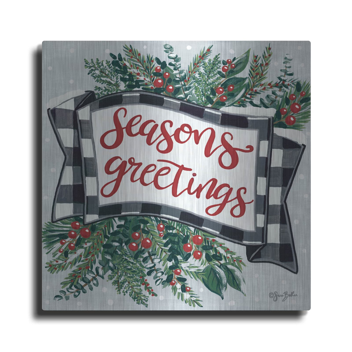'Seasons Greetings Banner' by Sara Baker – Metal Wall Art