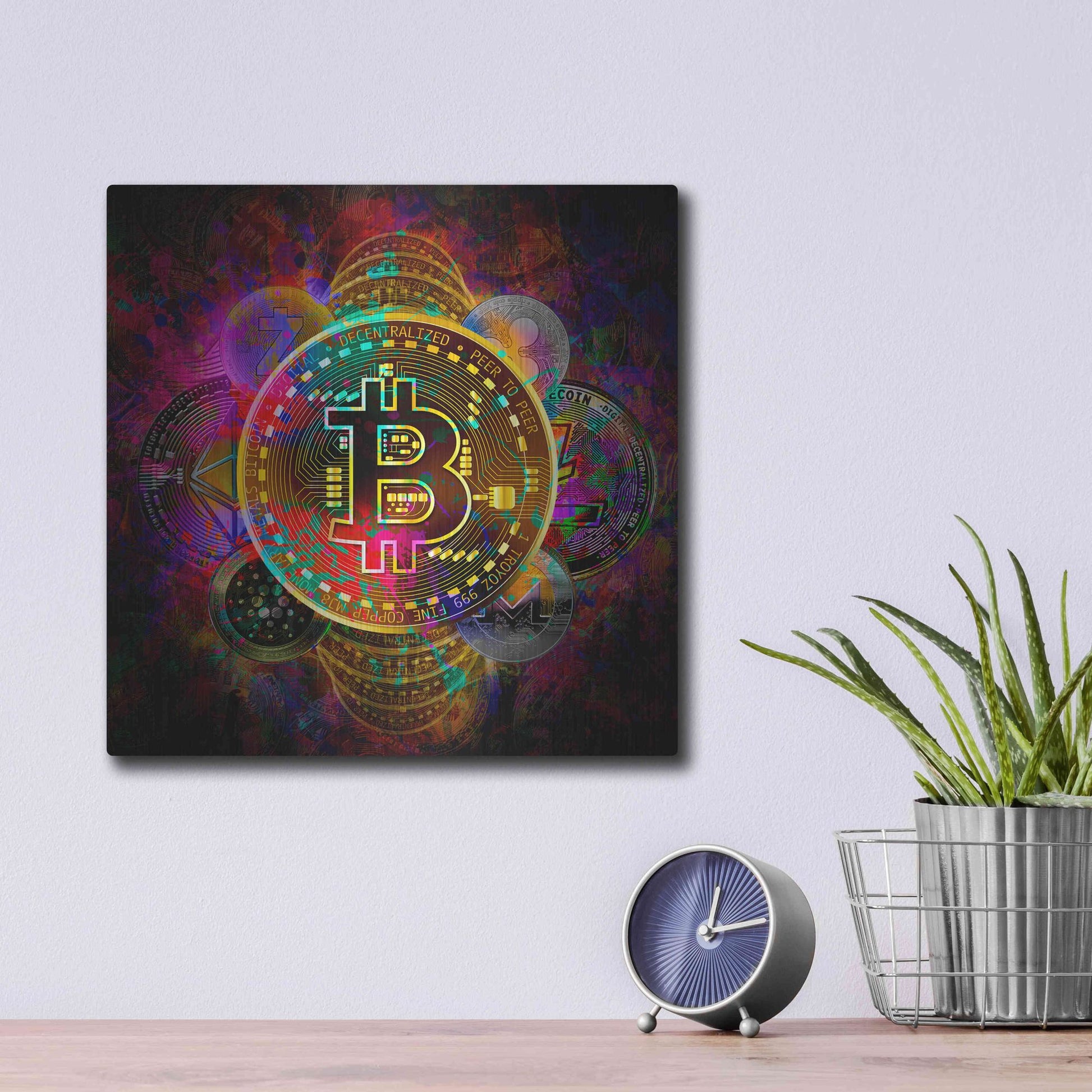 Luxe Metal Art 'All Coins,' Metal Wall Art,12x12