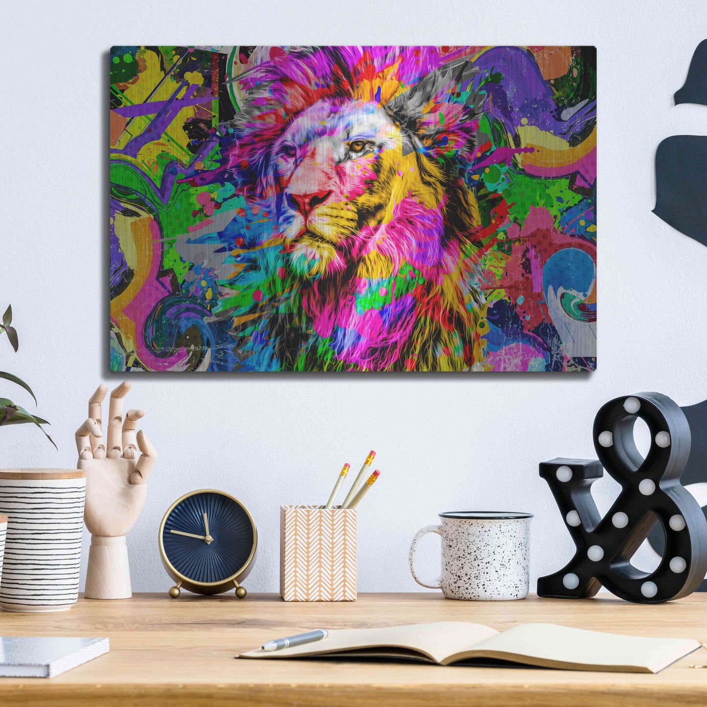 Luxe Metal Art 'Lion,' Metal Wall Art,16x12