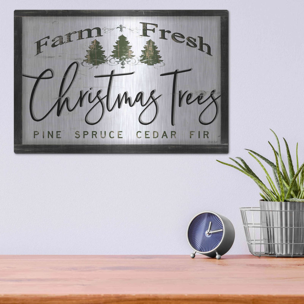 'Farm Fresh Christmas Trees II' by Cindy Jacobs – Metal Wall Art, 16x12 room view