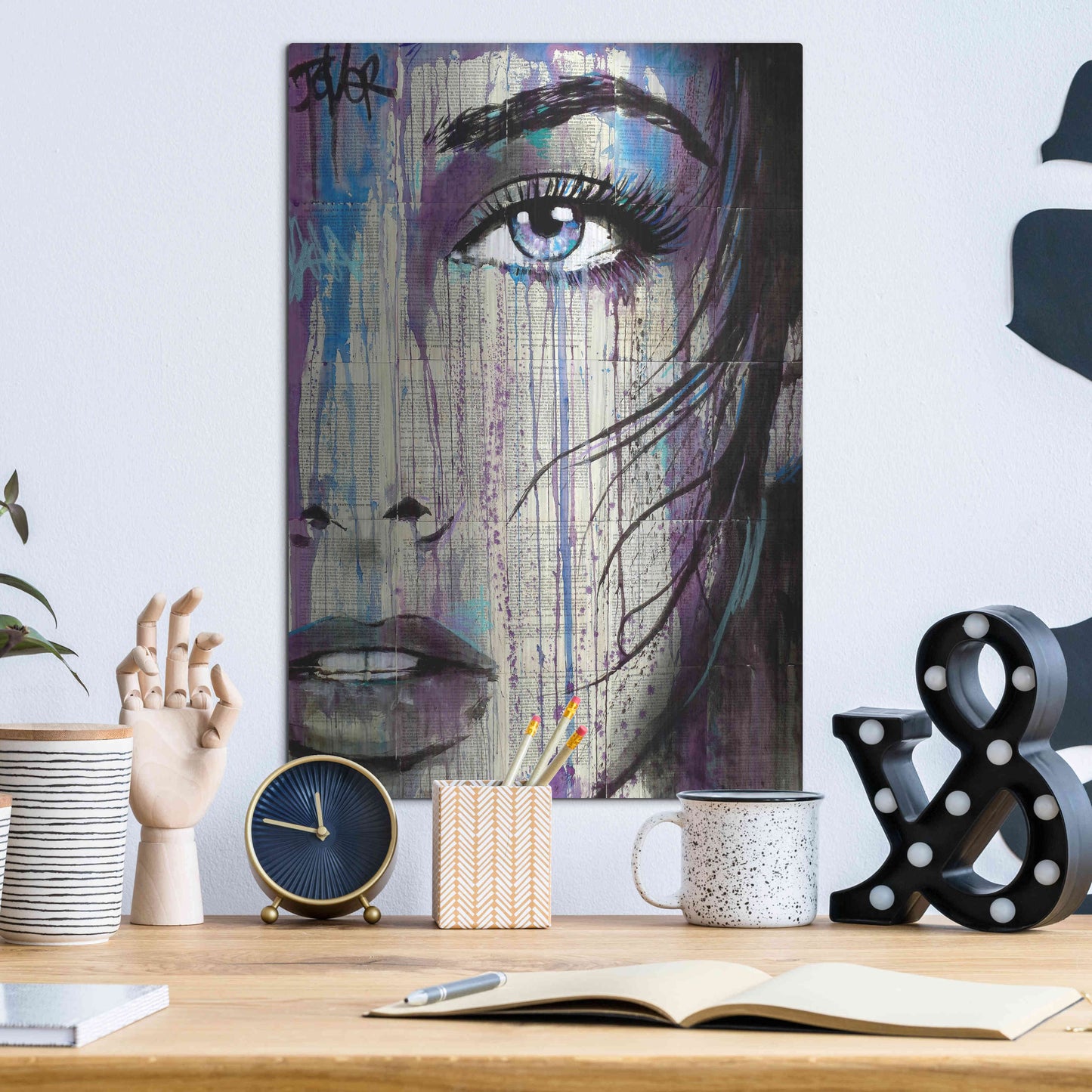 Luxe Metal Art 'Indigo Feeling' by Loui Jover, Metal Wall Art,12x16