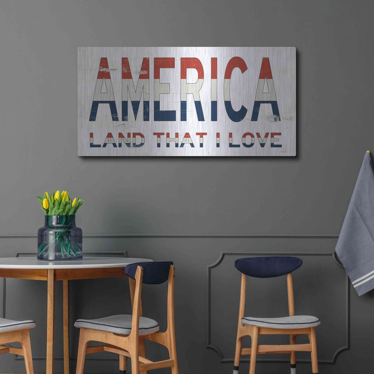 'America - Land That I Love' by Cindy Jacobs – Metal Wall Art, 48x24 room view