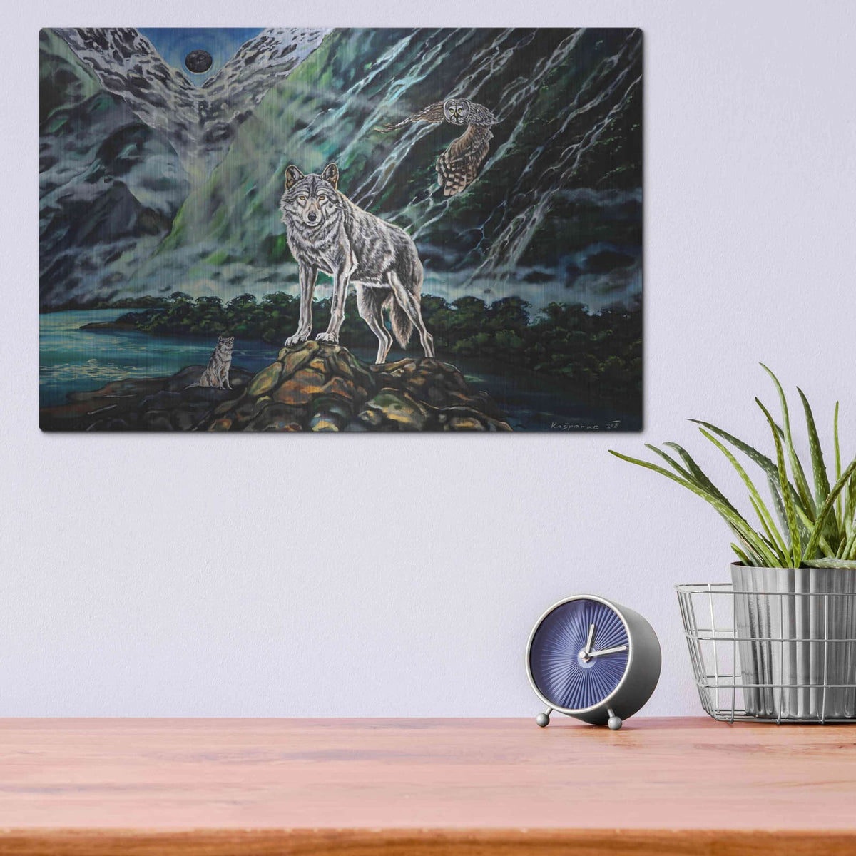 'Wolfpack The New Moon' by Jan Kasparec – Metal Wall Art, 16x12 room view