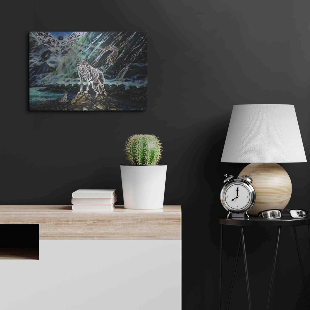 'Wolfpack The New Moon' by Jan Kasparec – Metal Wall Art, 24x16 room view