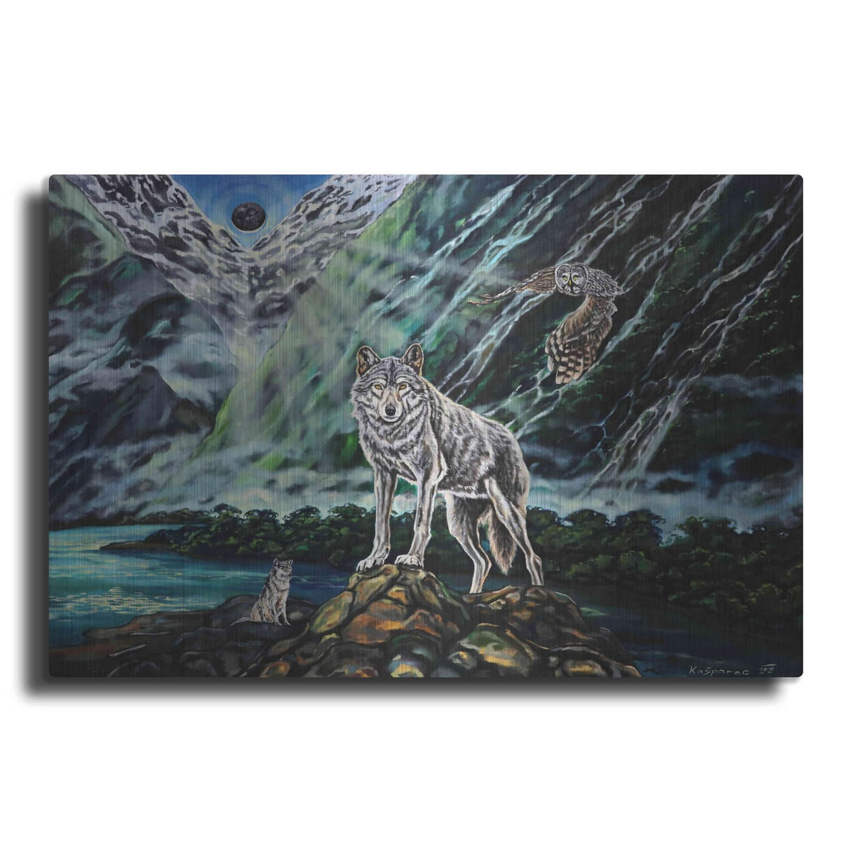 'Wolfpack The New Moon' by Jan Kasparec – Metal Wall Art
