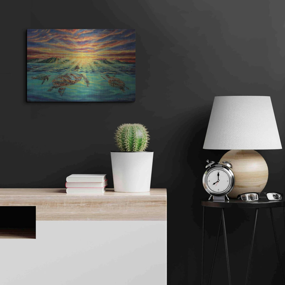 'Turtle Sunset' by Jan Kasparec – Metal Wall Art, 24x16 room view