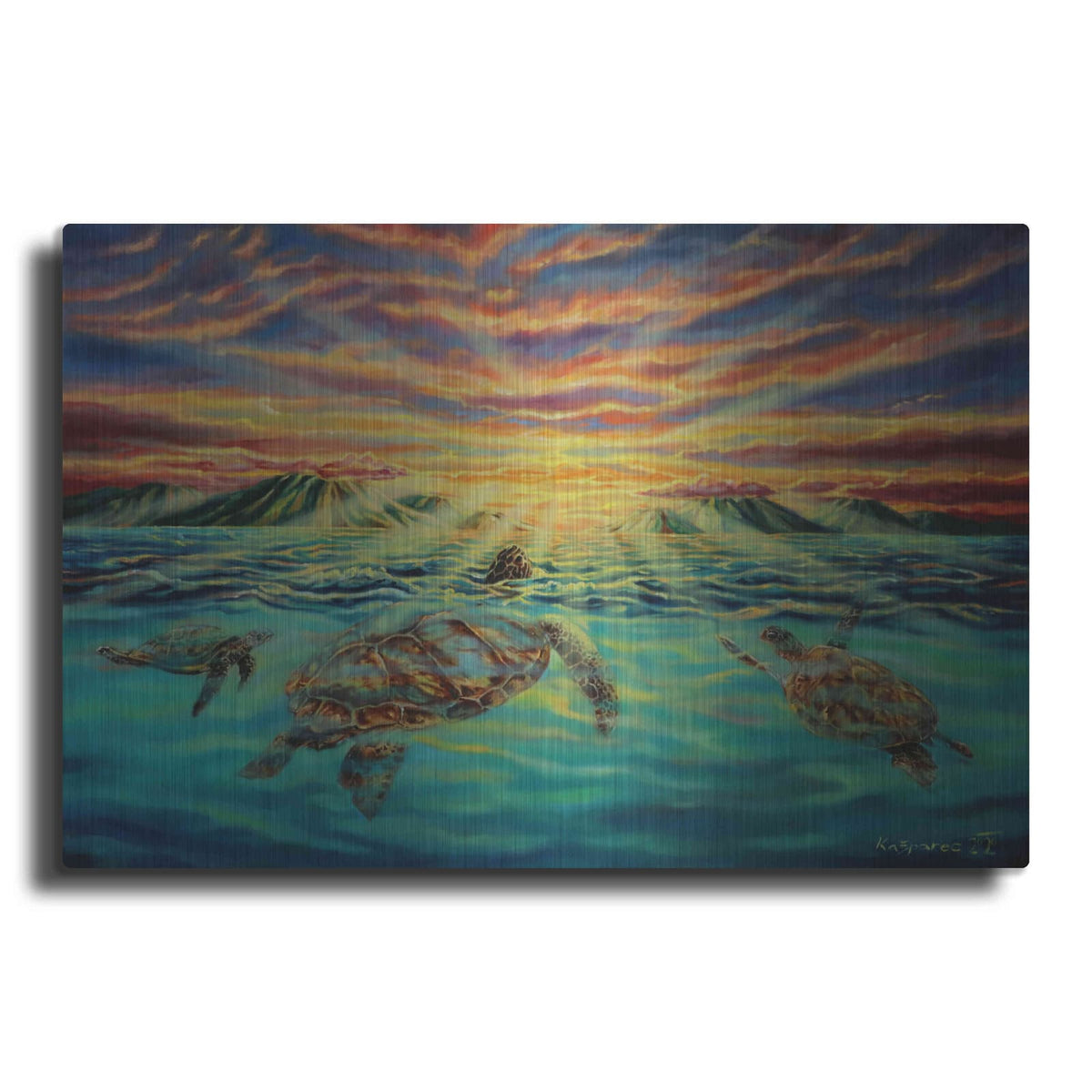 'Turtle Sunset' by Jan Kasparec – Metal Wall Art