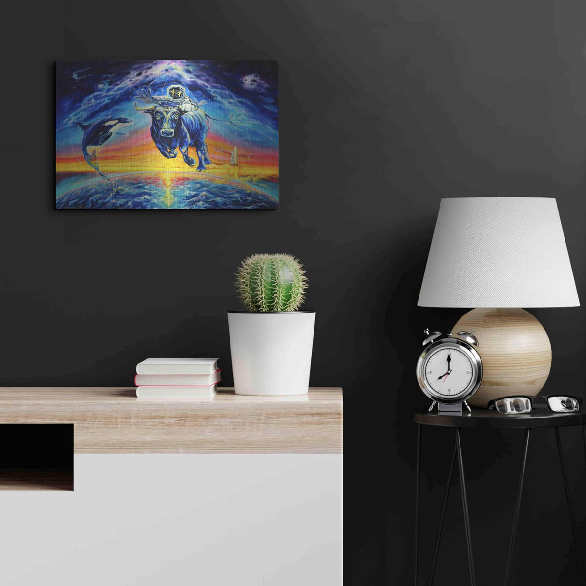 'Halo Bull' by Jan Kasparec – Metal Wall Art, 24x16 room view