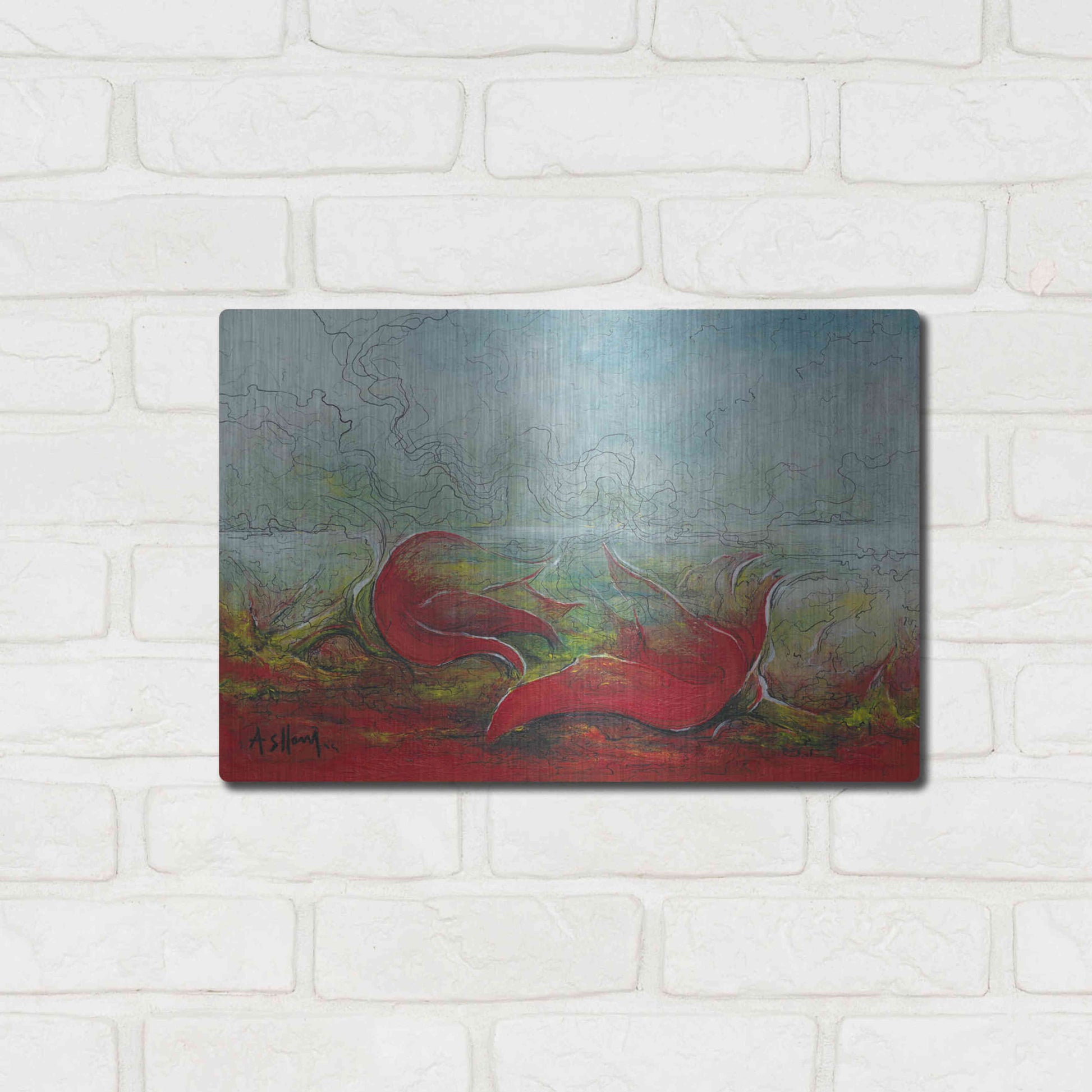 Luxe Metal Art 'Flower Love' by Samedin Asllani, Metal Wall Art,16x12