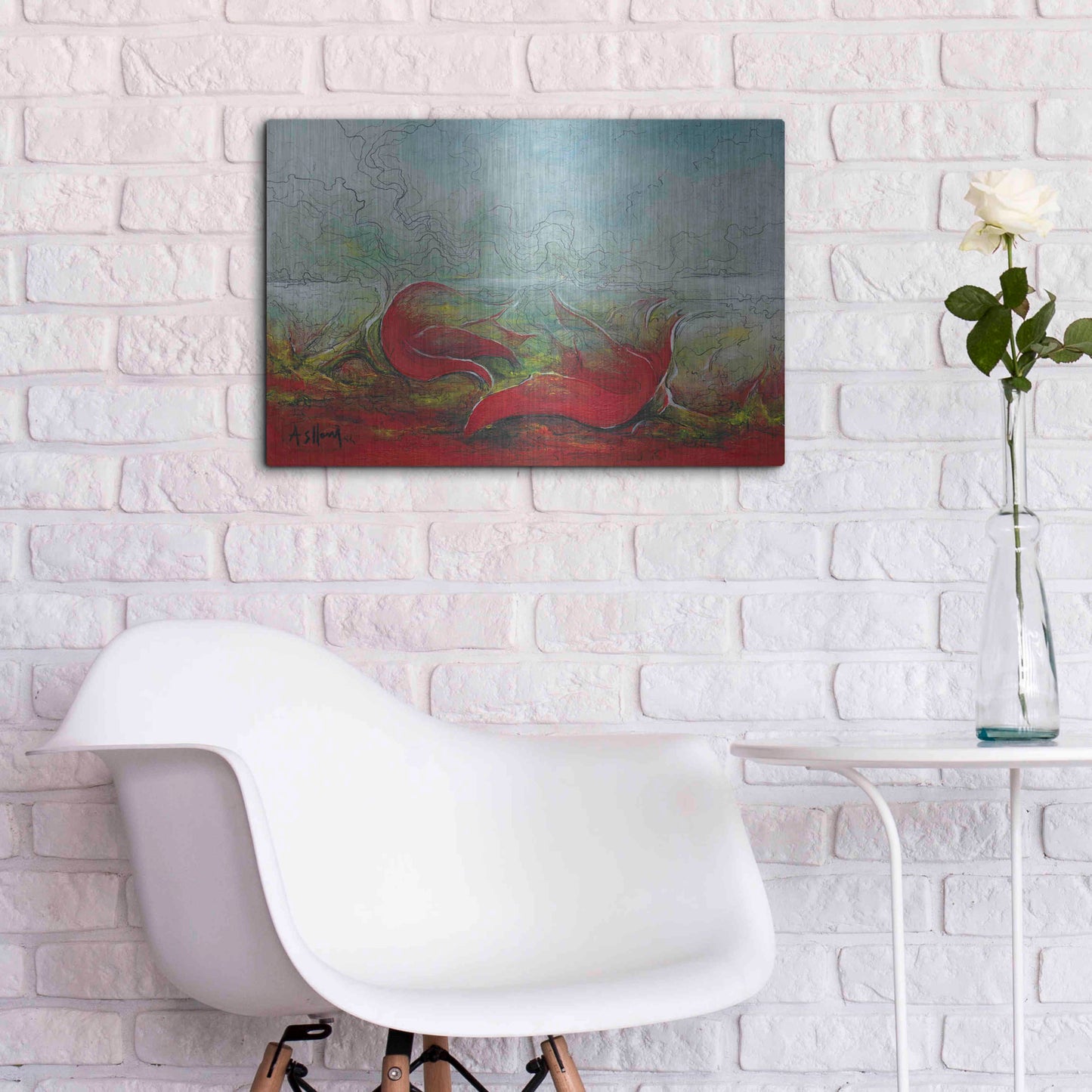 Luxe Metal Art 'Flower Love' by Samedin Asllani, Metal Wall Art,24x16