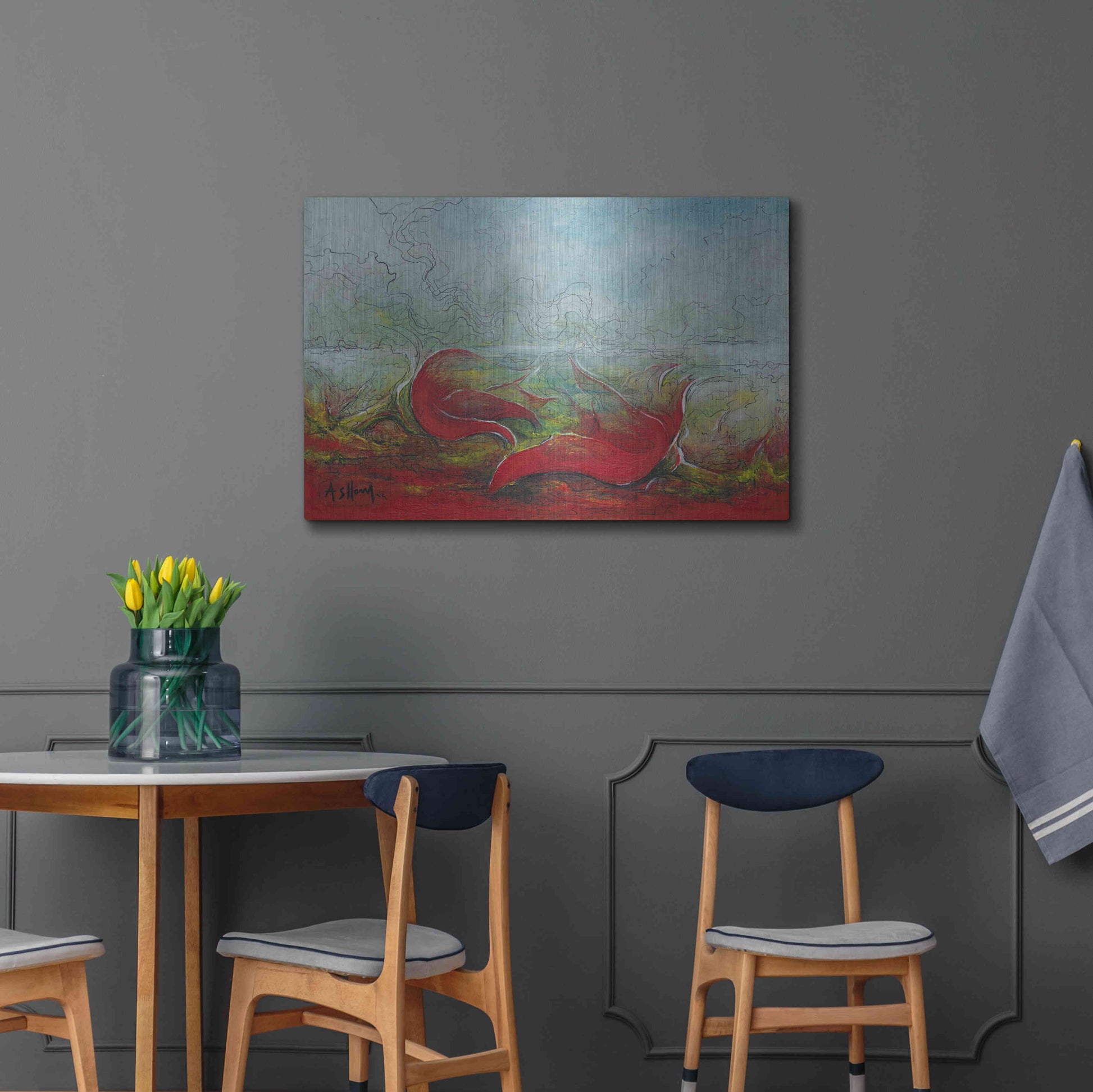 Luxe Metal Art 'Flower Love' by Samedin Asllani, Metal Wall Art,36x24