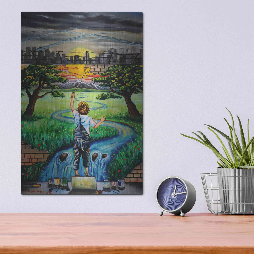 'Boy And The Wall' by Jan Kasparec – Metal Wall Art, 12x16 room view