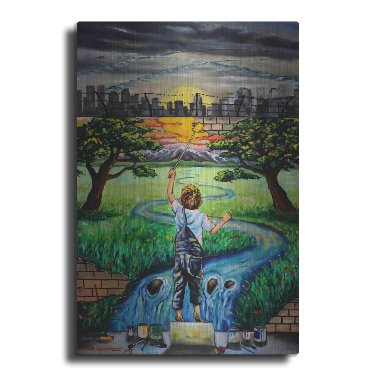 'Boy And The Wall' by Jan Kasparec – Metal Wall Art