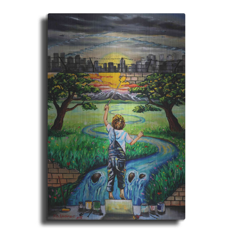 'Boy And The Wall' by Jan Kasparec – Metal Wall Art