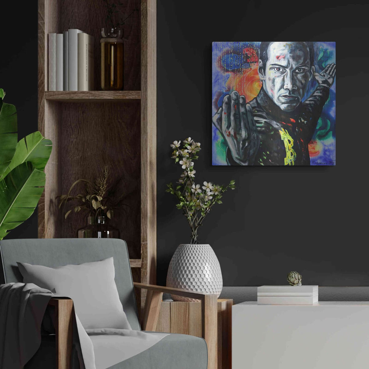 'Bitcoin Warrior' by Jan Kasparec – Metal Wall Art, 24x24 room view