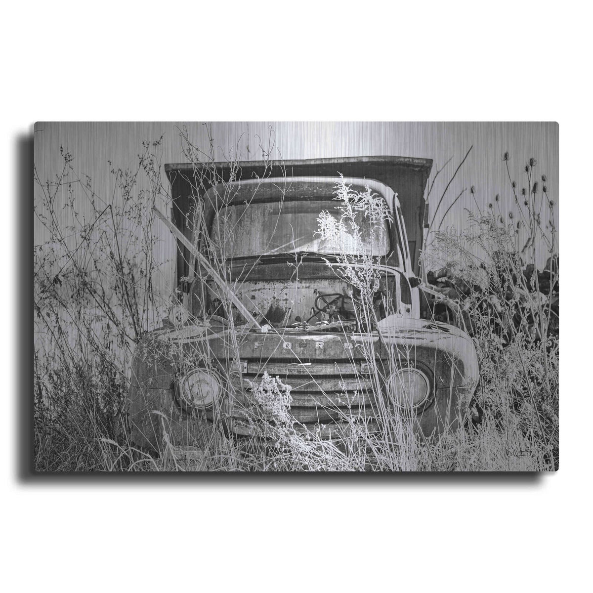 'Truck in Wildflower Field' by Donnie Quillen – Metal Wall Art