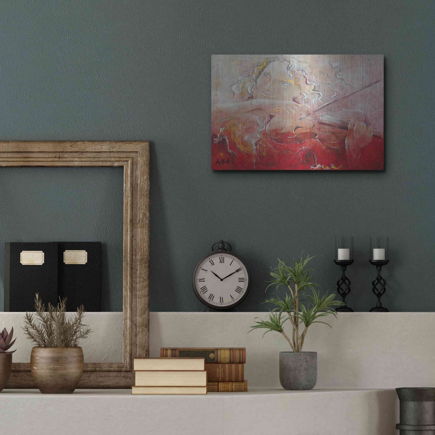 Luxe Metal Art 'Violinist' by Samedin Asllani, Metal Wall Art,16x12