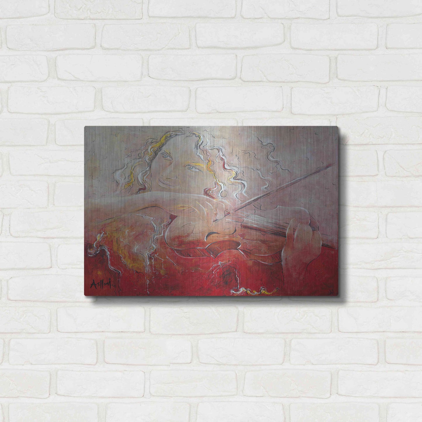 Luxe Metal Art 'Violinist' by Samedin Asllani, Metal Wall Art,24x16