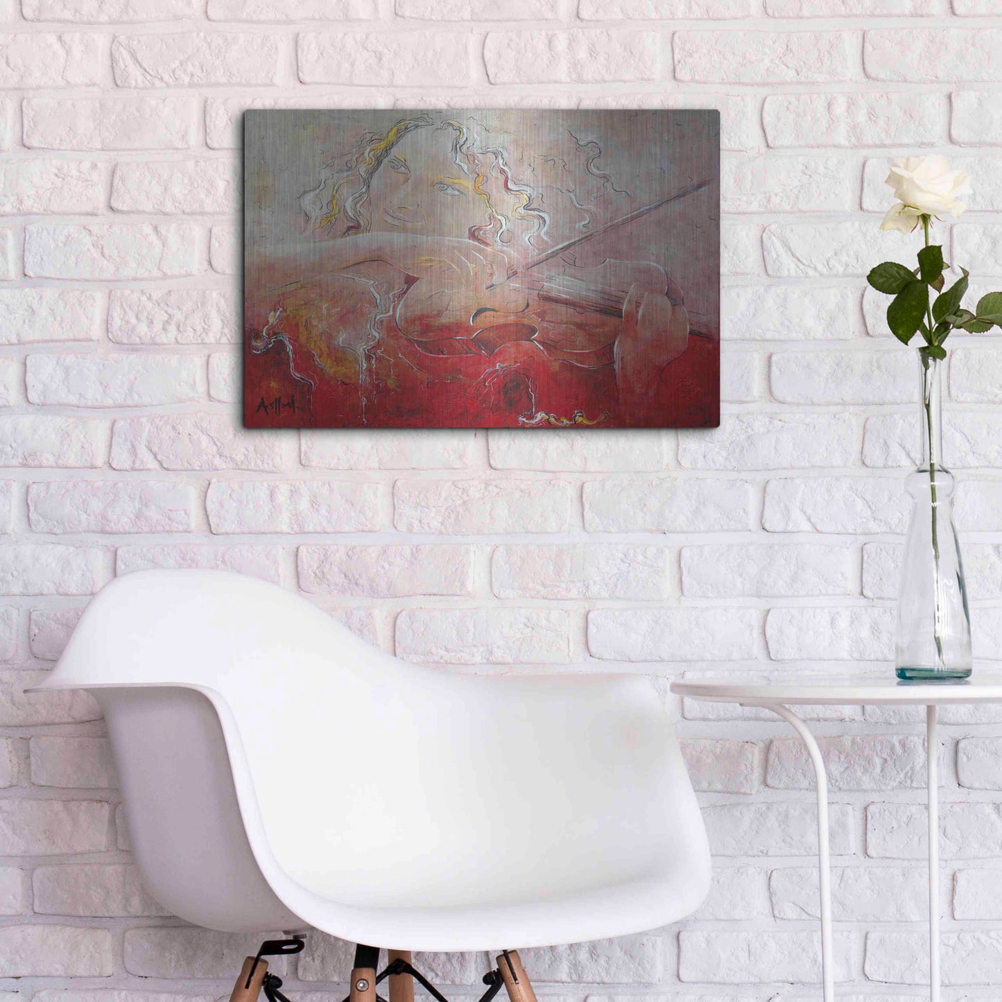 Luxe Metal Art 'Violinist' by Samedin Asllani, Metal Wall Art,24x16