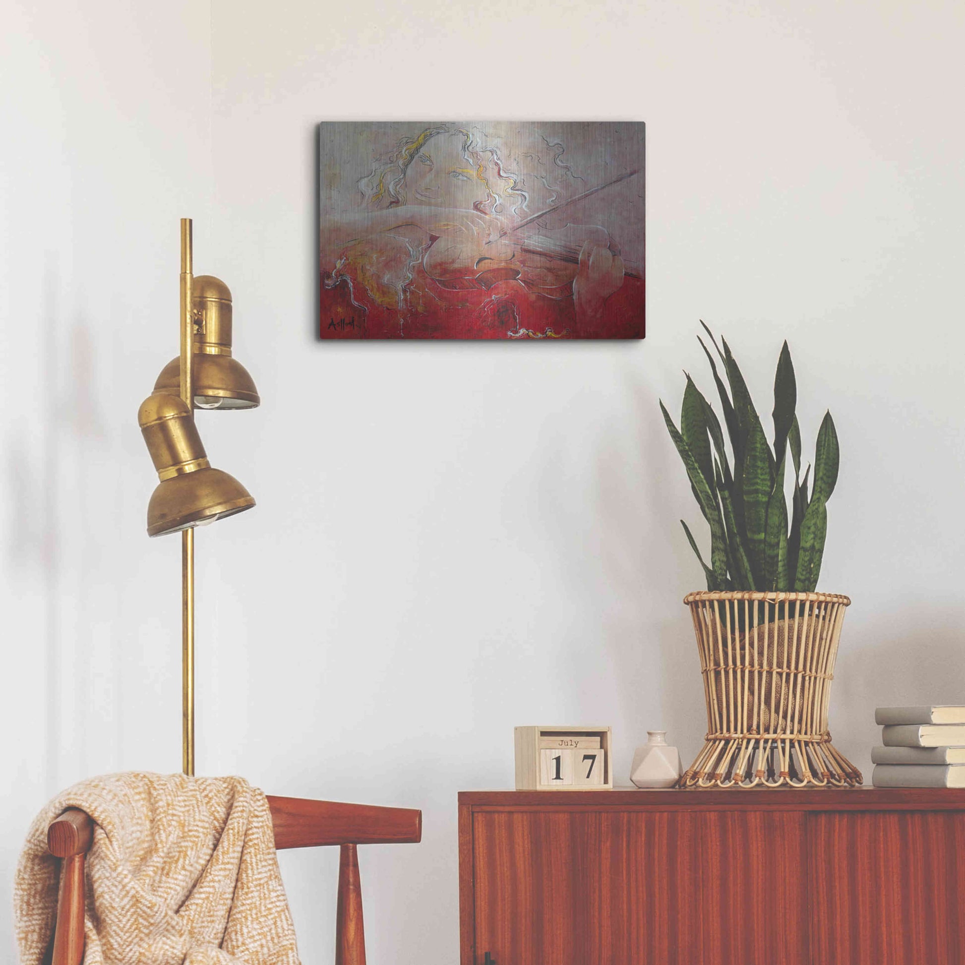 Luxe Metal Art 'Violinist' by Samedin Asllani, Metal Wall Art,24x16