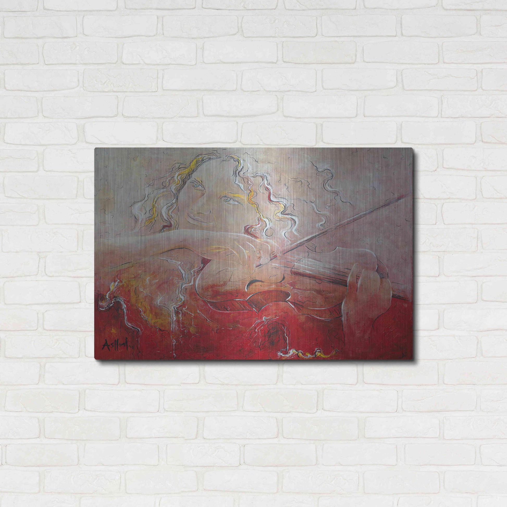 Luxe Metal Art 'Violinist' by Samedin Asllani, Metal Wall Art,36x24