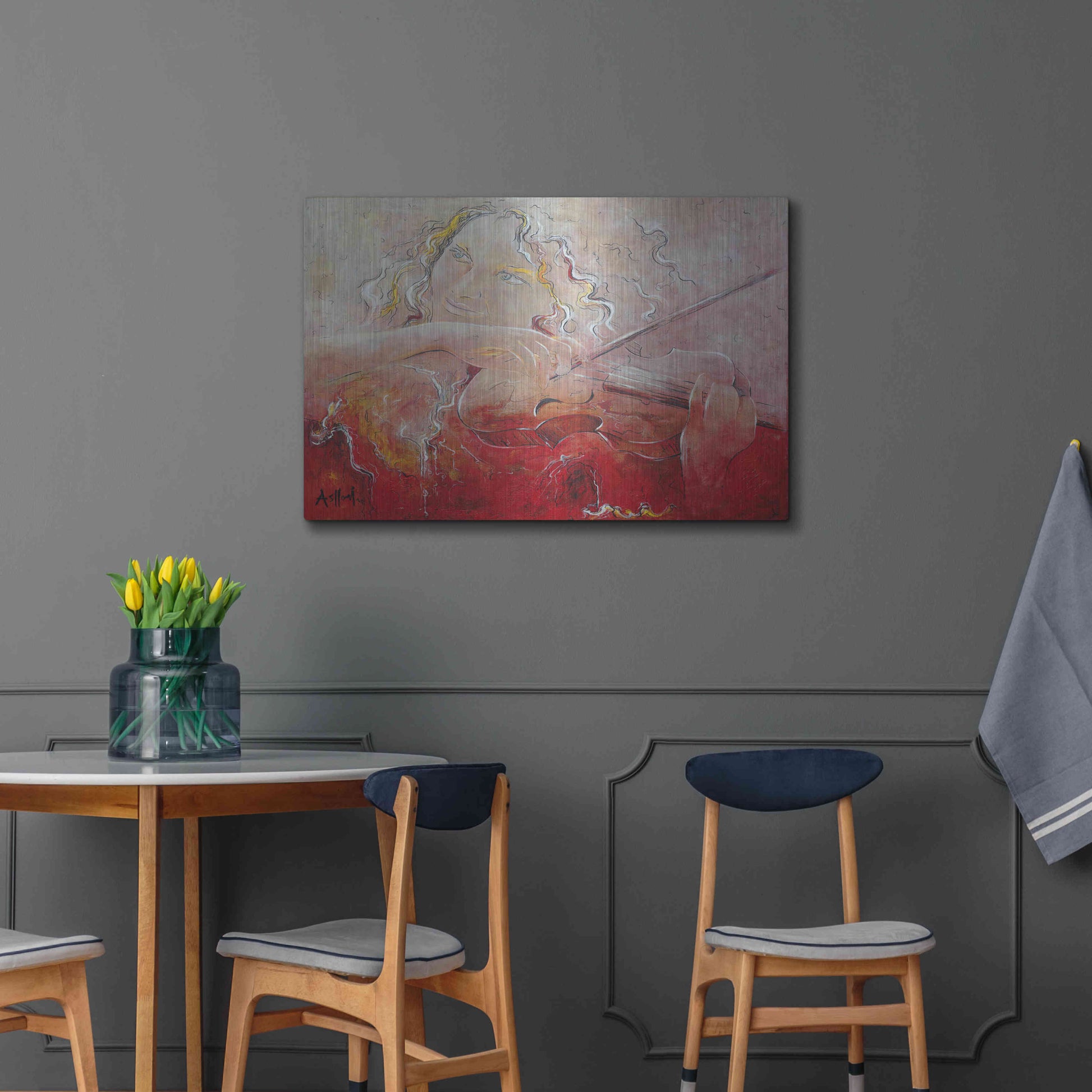 Luxe Metal Art 'Violinist' by Samedin Asllani, Metal Wall Art,36x24