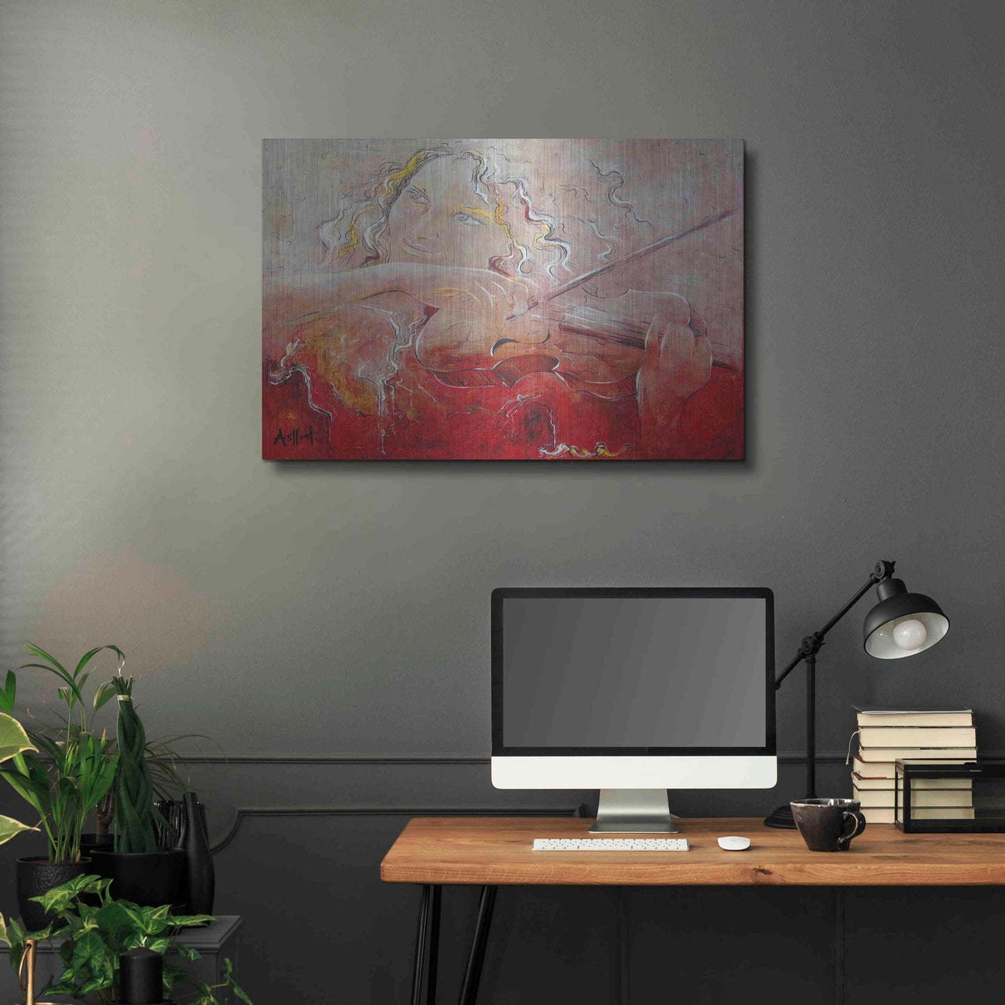 Luxe Metal Art 'Violinist' by Samedin Asllani, Metal Wall Art,36x24