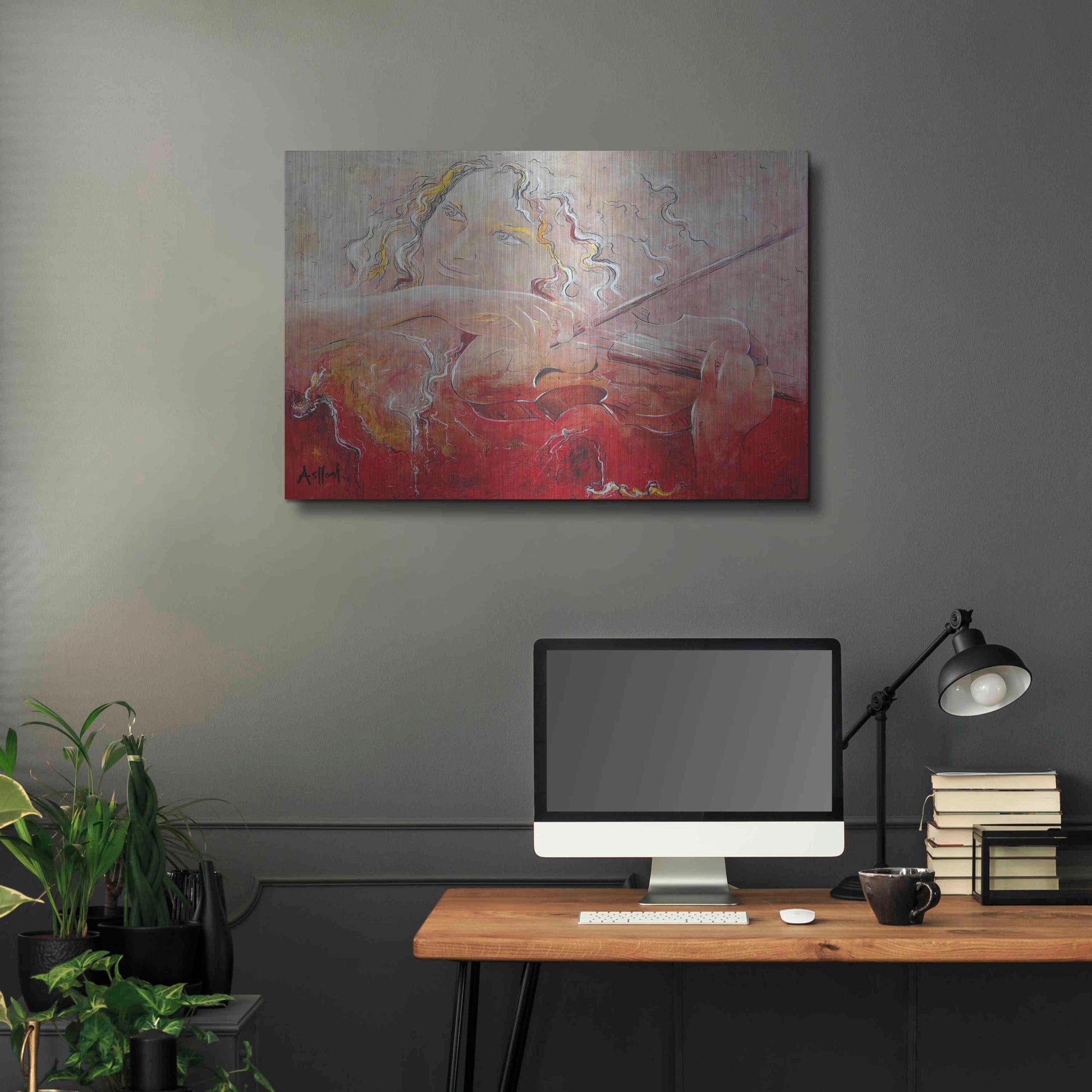 Luxe Metal Art 'Violinist' by Samedin Asllani, Metal Wall Art,36x24