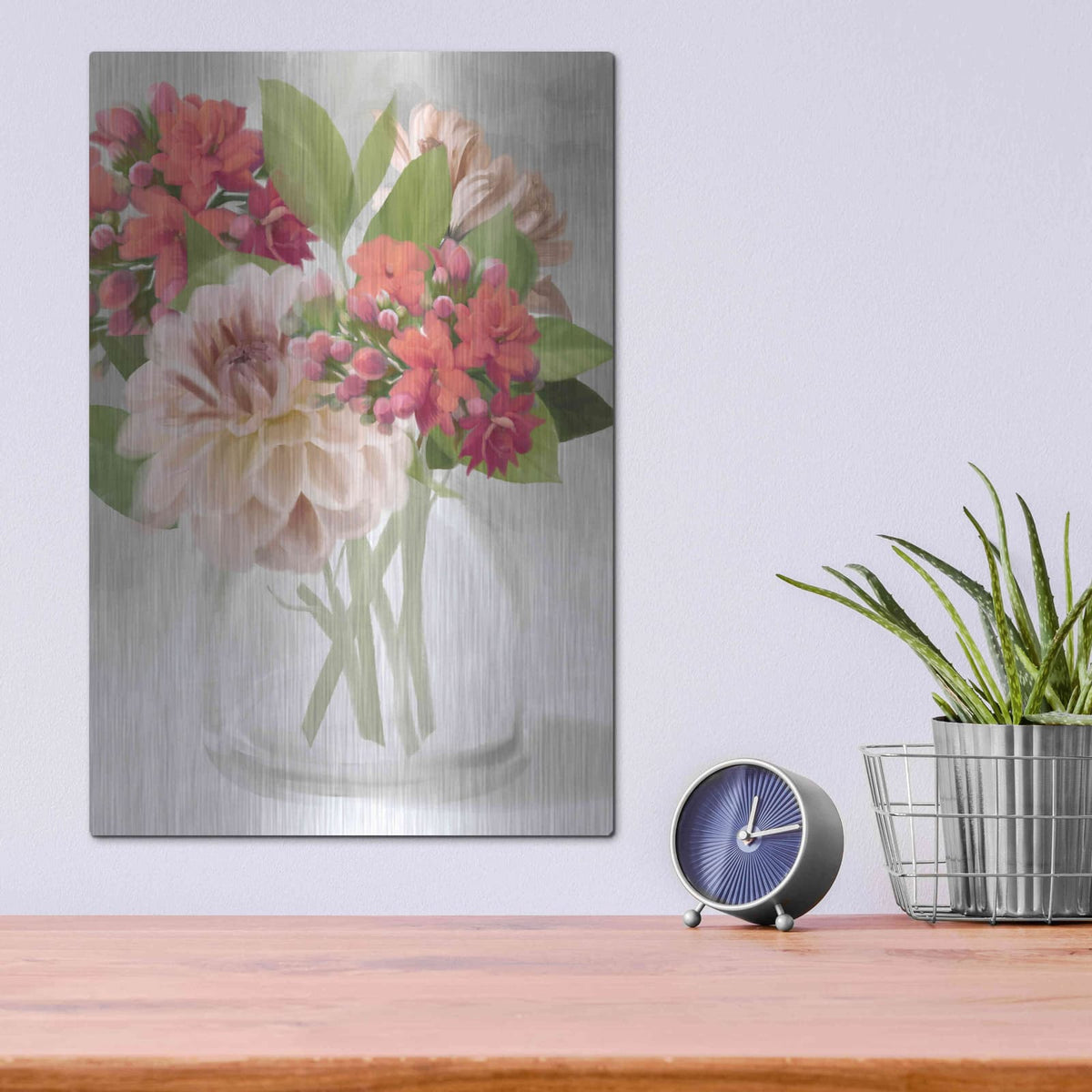 'Dahlia Bouquet' by House Fenway – Metal Wall Art, 12x16 room view