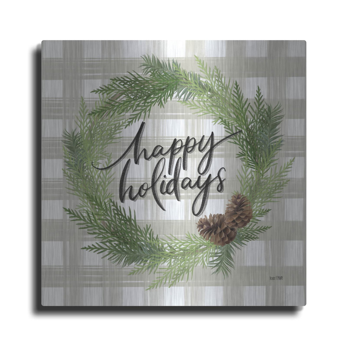 'Farmhouse Christmas Wreath' by House Fenway – Metal Wall Art