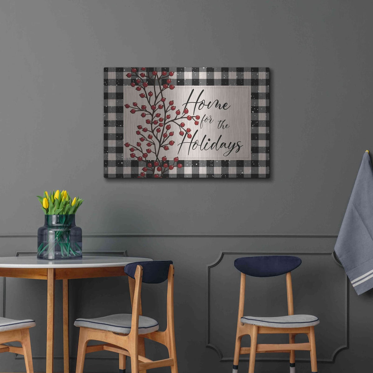 'Home for the Holidays with Berries' by Linda Spivey – Metal Wall Art, 36x24 room view