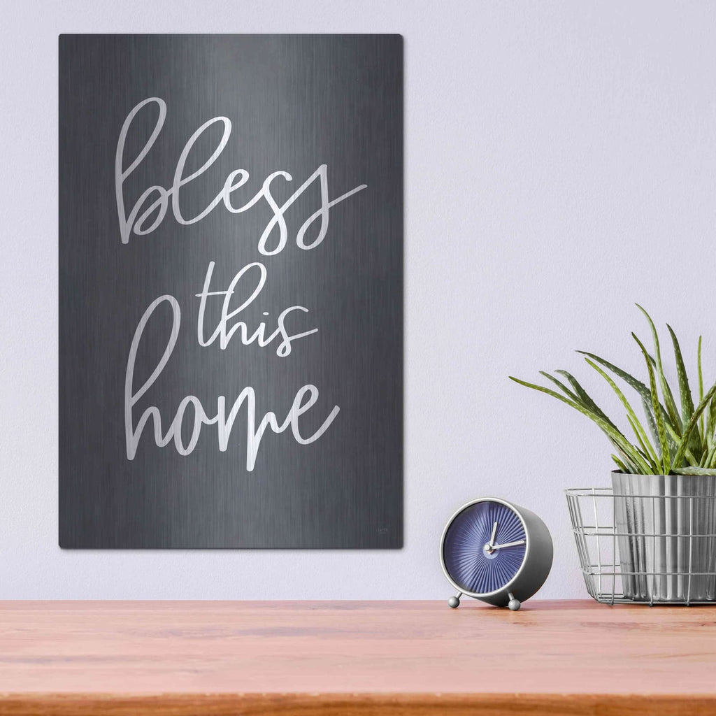 'Bless This Home' by Lux + Me – Metal Wall Art, 12x16 room view