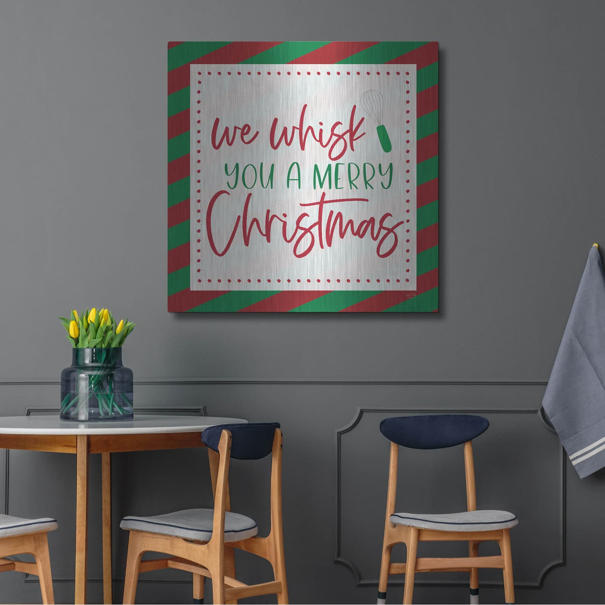 'We Wisk You a Merry Christmas' by Lux + Me – Metal Wall Art, 36x36 room view