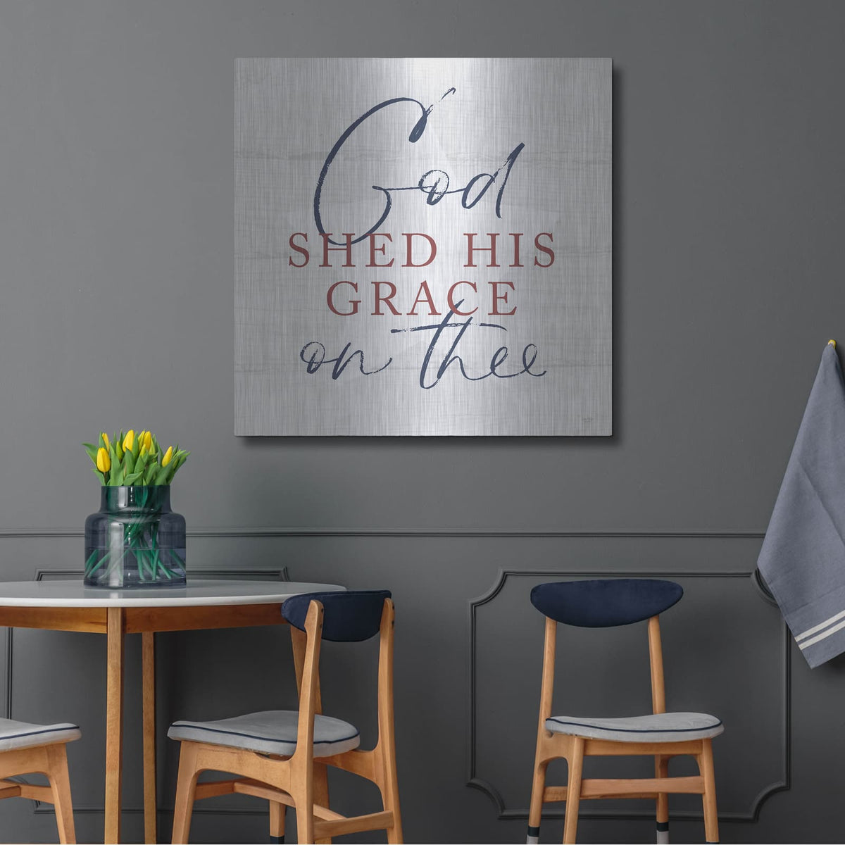 'God Shed His Grace' by Lux + Me – Metal Wall Art, 36x36 room view