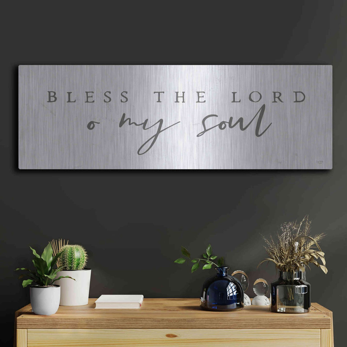 Luxe Metal Art 'Bless the Lord' by Lux + Me, Metal Wall Art,36x12
