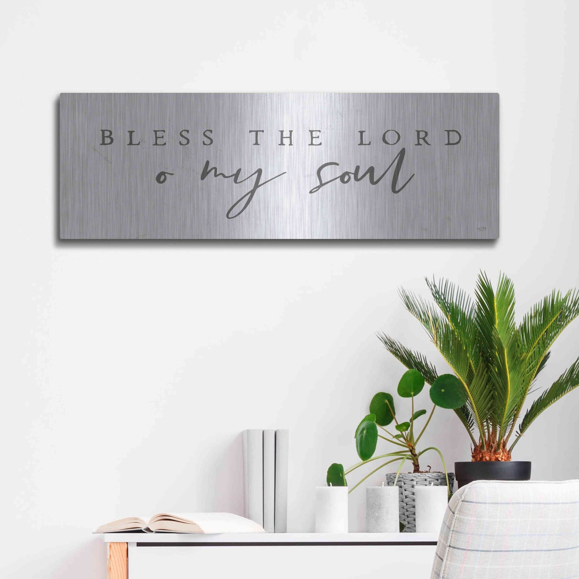 Luxe Metal Art 'Bless the Lord' by Lux + Me, Metal Wall Art,36x12