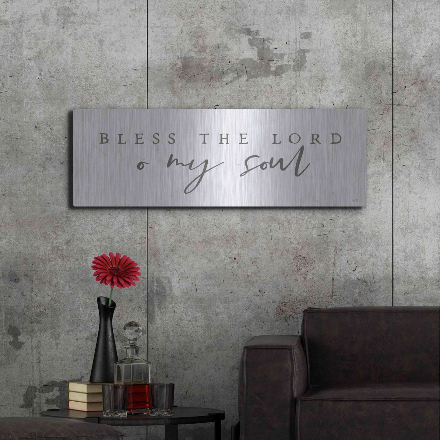 Luxe Metal Art 'Bless the Lord' by Lux + Me, Metal Wall Art,48x16
