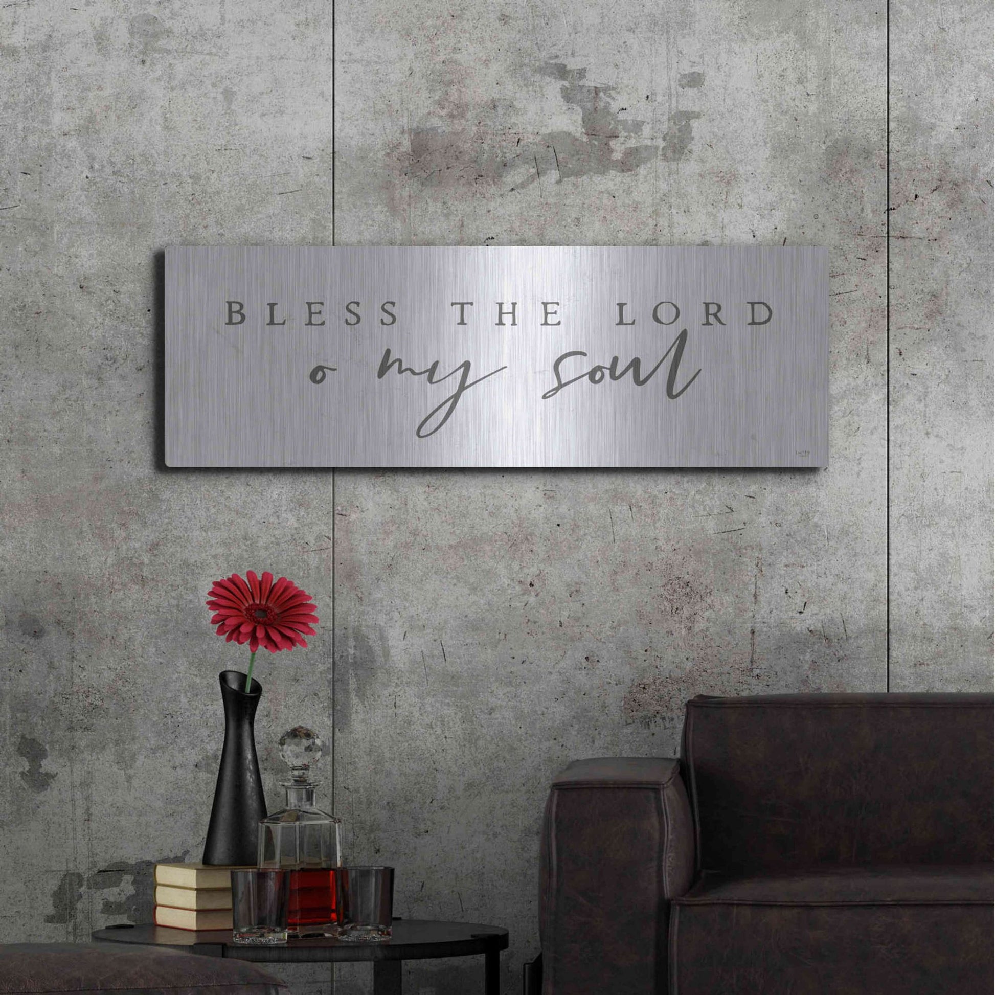 Luxe Metal Art 'Bless the Lord' by Lux + Me, Metal Wall Art,48x16